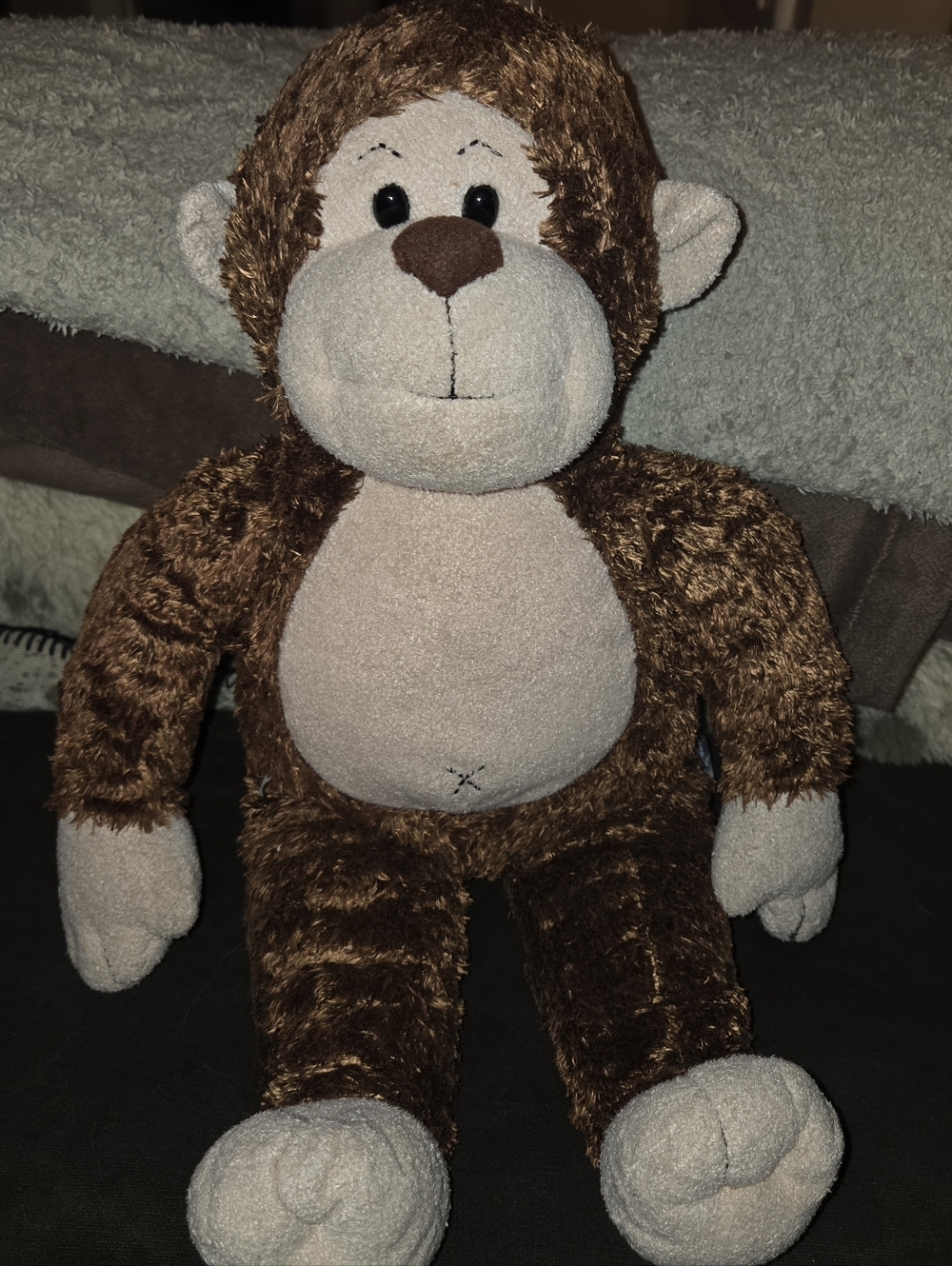 Build a Bear Marvelous Monkey Plush Brown Cream Happy Stuffed Animal Doll Toy.